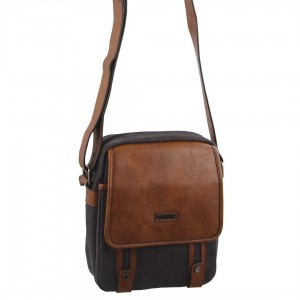 Bolsas Crossbody Pierre Cardin Canvas Cross Body Bag Masculino Pretas | 1093-OHMSL