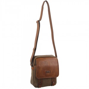 Bolsas Crossbody Pierre Cardin Canvas Cross Body Bag Masculino Marrom | 7592-GHVJF