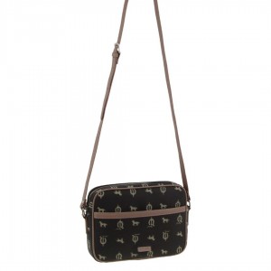 Bolsas Crossbody Pierre Cardin Canvas Leather Trim Square Cross-body Bag Feminino Pretas | 6731-IPAVJ