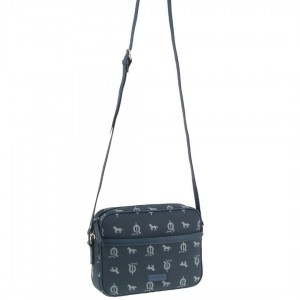 Bolsas Crossbody Pierre Cardin Canvas Leather Trim Square Cross-body Bag Feminino Azuis | 4760-XPNLB