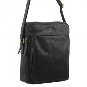 Bolsas Crossbody Pierre Cardin Couro Cross-Body Bag Masculino Pretas | 1538-GYVLO