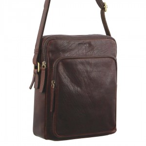 Bolsas Crossbody Pierre Cardin Couro Cross-Body Bag Masculino Marrom | 4935-ZXOSU