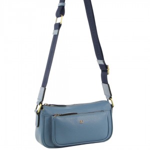 Bolsas Crossbody Pierre Cardin Couro Cross-Body Bag Feminino Azuis | 4028-XFECJ