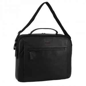 Bolsas Crossbody Pierre Cardin Italian Leather Computer Bag Masculino Pretas | 8950-UPMAZ