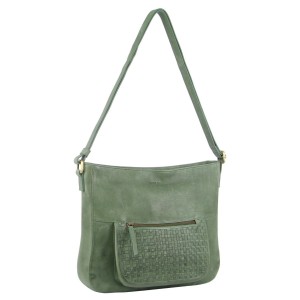 Bolsas Crossbody Pierre Cardin Large Woven Embossed Leather Crossbody Bag Feminino Verdes | 3968-ASPHV