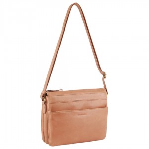 Bolsas Crossbody Pierre Cardin Leather Crossbody Bag Feminino Abricó | 7956-ERLKA
