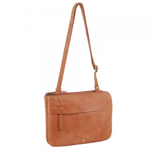 Bolsas Crossbody Pierre Cardin Leather Crossbody Bag Feminino Abricó | 6204-VAYOS