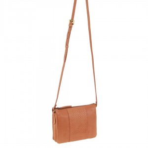 Bolsas Crossbody Pierre Cardin Leather Diamond Pattern Embossed Crossbody Bag Feminino Abricó | 2864-LTFSB