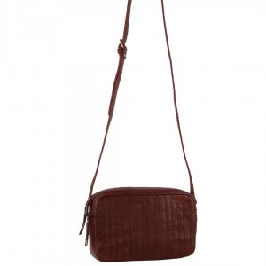 Bolsas Crossbody Pierre Cardin Leather Double Zip Bag Feminino Marrom | 3741-KNSAZ