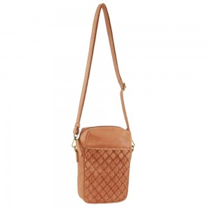 Bolsas Crossbody Pierre Cardin Leather Embossed Phone Crossbody Bag Feminino Abricó | 2846-JUVFB