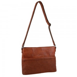 Bolsas Crossbody Pierre Cardin Leather Embossed Woven Cross-Body Bag Feminino Marrom | 2091-HWKSM