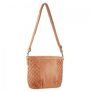 Bolsas Crossbody Pierre Cardin Leather Embossed Crossbody Bag Feminino Abricó | 1348-GVQON