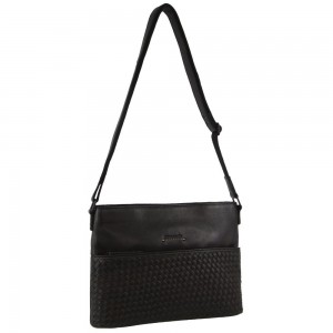 Bolsas Crossbody Pierre Cardin Leather Embossed Woven Cross-Body Bag Feminino Pretas | 0496-BKUNJ