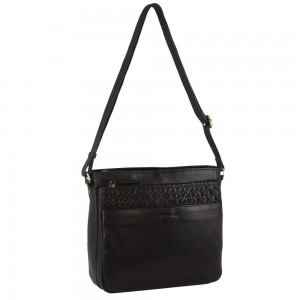 Bolsas Crossbody Pierre Cardin Leather Embossed Crossbody Bag Feminino Pretas | 7531-RVQXF
