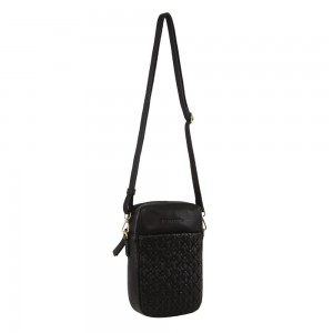 Bolsas Crossbody Pierre Cardin Leather Embossed Phone Crossbody Bag Feminino Pretas | 6195-HTNLJ