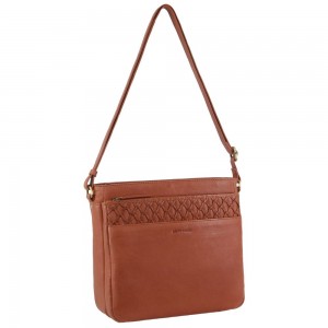 Bolsas Crossbody Pierre Cardin Leather Embossed Crossbody Bag Feminino Marrom | 6072-NSTBP