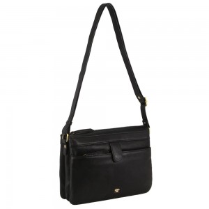 Bolsas Crossbody Pierre Cardin Leather Layered Style Crossbody Bag Feminino Pretas | 8903-PKGST