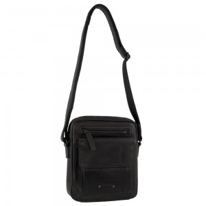 Bolsas Crossbody Pierre Cardin Leather Multi-Compartment Cross-Body Bag Masculino Pretas | 4523-IGTAF