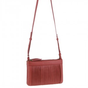 Bolsas Crossbody Pierre Cardin Leather Pleated Design Crossbody Bag Feminino Marsala | 1763-RGULQ