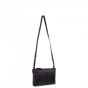 Bolsas Crossbody Pierre Cardin Leather Pleated Design Crossbody Bag Feminino Azul Marinho | 0876-MCUBV