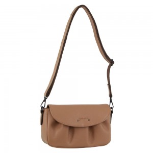 Bolsas Crossbody Pierre Cardin Leather Pleated Design Crossbody Bag Feminino Luz Marrom | 4180-PWIBC