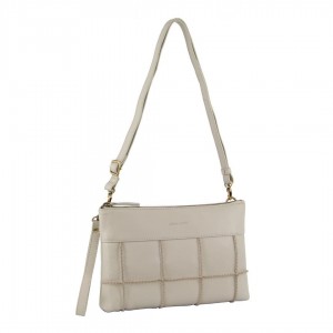 Bolsas Crossbody Pierre Cardin Leather Stitch-design Cross-body Bag Feminino Bege | 2365-ORVXI