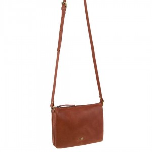 Bolsas Crossbody Pierre Cardin Leather Sleek Crossbody Bag Feminino Marrom | 9216-ZTKPA