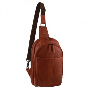 Bolsas Crossbody Pierre Cardin Leather Sling Bag Masculino Marrom | 0237-HNUAC