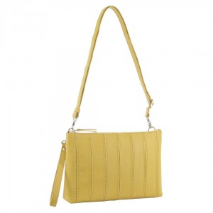 Bolsas Crossbody Pierre Cardin Leather Stitch-design Cross-body Bag Feminino Amarelas | 8970-IDENL