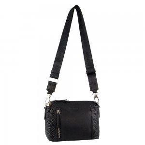Bolsas Crossbody Pierre Cardin Leather Square Crossbody Bag Feminino Pretas | 8951-LVCAK