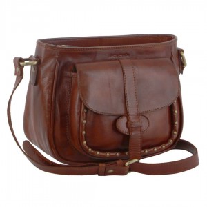Bolsas Crossbody Pierre Cardin Leather Stud Detail Cross-body Bag Feminino Marrom | 7416-CKJUW