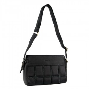 Bolsas Crossbody Pierre Cardin Leather Stitch-design Cross-body Bag Feminino Pretas | 5762-HTLPO