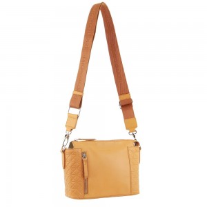 Bolsas Crossbody Pierre Cardin Leather Square Crossbody Bag Feminino Abricó | 5146-TEPVO
