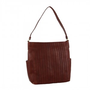 Bolsas Crossbody Pierre Cardin Leather Stitch-design Hobo Bag Feminino Marrom | 4376-TROWL