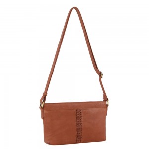 Bolsas Crossbody Pierre Cardin Leather Woven Design Crossbody Bag Feminino Marrom | 2485-YSPAW
