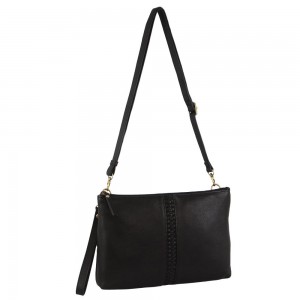 Bolsas Crossbody Pierre Cardin Leather Wristlet Crossbody Bag Feminino Pretas | 1067-BDGNV