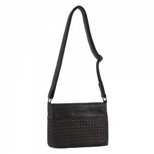 Bolsas Crossbody Pierre Cardin Leather Woven Embossed Cross-Body Bag Feminino Pretas | 7952-SLKND