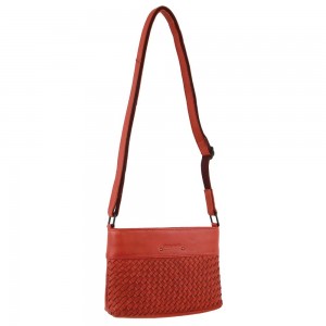 Bolsas Crossbody Pierre Cardin Leather Woven Embossed Cross-Body Bag Feminino Laranja | 7021-ZVJHF