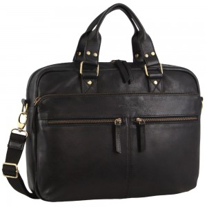 Bolsas Crossbody Pierre Cardin Multi-Compartment Leather Computer Bag Masculino Pretas | 8412-VRZHU