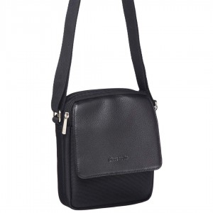 Bolsas Crossbody Pierre Cardin Nylon with Leather Trim Travel Bag Masculino Pretas | 4317-SWTPM