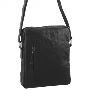 Bolsas Crossbody Pierre Cardin Rustic Leather iPad Bag Masculino Pretas | 5138-XPDWB