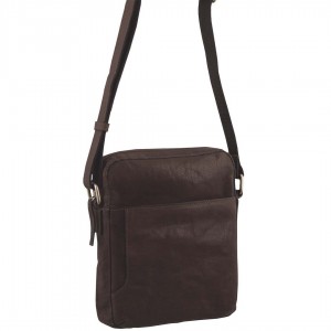 Bolsas Crossbody Pierre Cardin Rustic Leather Cross Body Tablet Bag Masculino Marrom | 3279-WVTLA