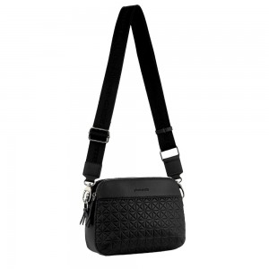 Bolsas Crossbody Pierre Cardin Webbing Strap Leather Crossbody Bag Feminino Pretas | 2680-PCAEV