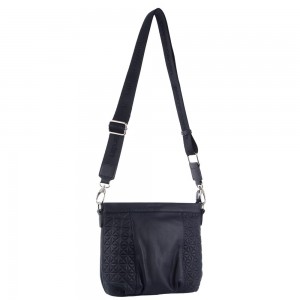 Bolsas Crossbody Pierre Cardin Webbing Strap Leather Crossbody Bag Feminino Azul Marinho | 4931-ATBFX