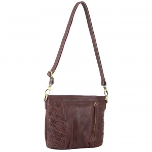 Bolsas Crossbody Pierre Cardin Woven Embossed Leather Crossbody Bag Feminino Bordeaux | 4096-ODZWQ