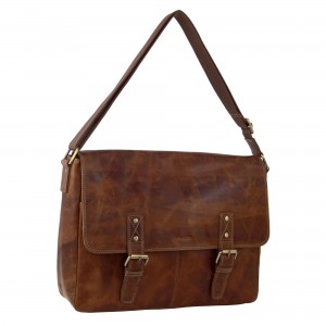 Business Computer Bags Pierre Cardin Leather Business Satchel Masculino Marrom | 3279-GXHMB