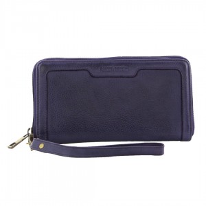 Carteira Com Zíper Pierre Cardin Leather Zip around wallet w Wristlet Feminino Roxo | 1876-VICOZ