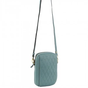 Clutch Pierre Cardin leather Textured Design Phone Bag Feminino Azuis | 2573-TEGMR