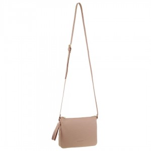 Handbags Pierre Cardin Leather Tassel Crossbody Bag Feminino Bege | 3592-YVEKT