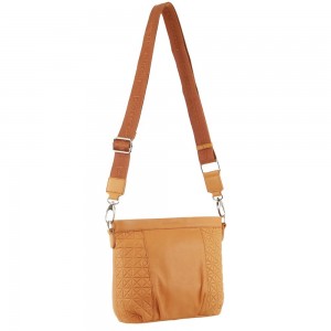 Handbags Pierre Cardin Webbing Strap Leather Crossbody Bag Feminino Abricó | 9854-LPEIT